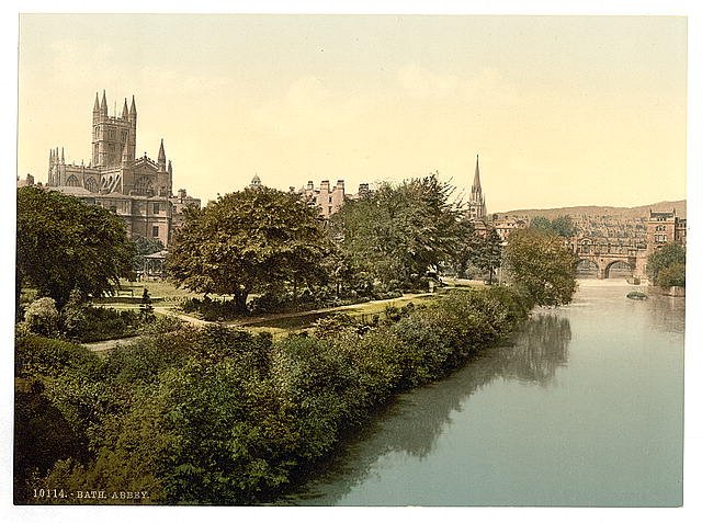 The Abbey from the bridge Bath Vintage A4 Photo Print