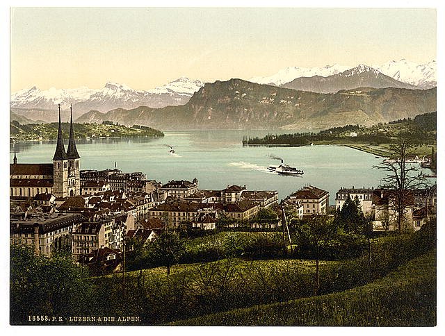 The Alps Lucerne Vintage A4 Photo Print