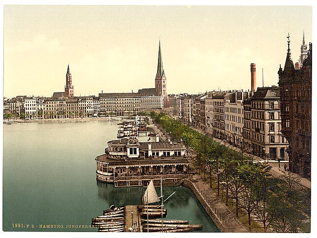 The Alster Cathedral Junfernsteig Hamburg Vintage A4 Photo Print