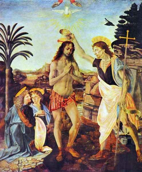The Baptism of Christ by Da Vinci A4 Photo Print