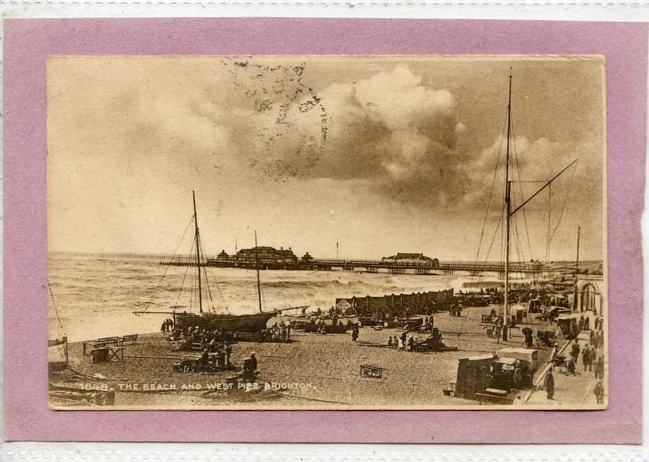 The Beach And West Pier Brighton Sussex Dated 1925 Vintage A4 Photo Print