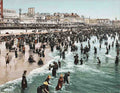The Beach At Atantic City 1902 Vintage A4 Photo Print