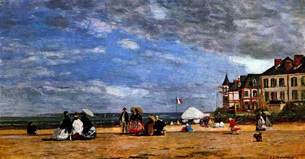 The Beach At Trouville Boudin A4 Photo Print