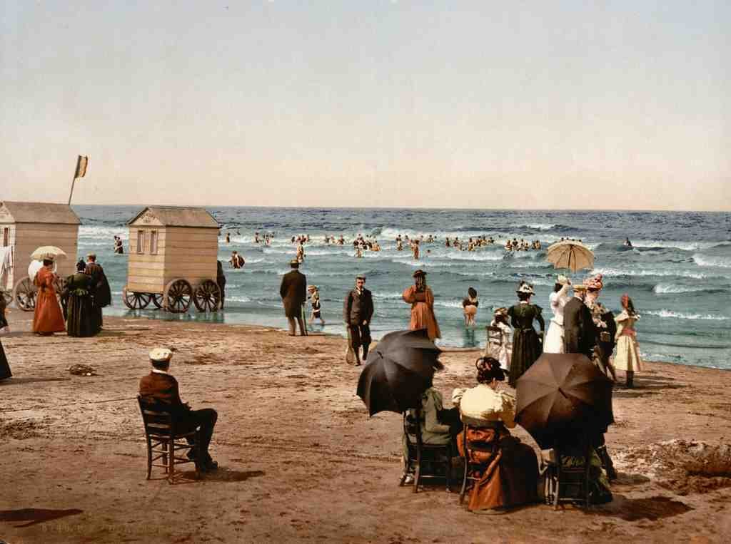 The Beach Blankenberghe Belgium Vintage A4 Photo Print