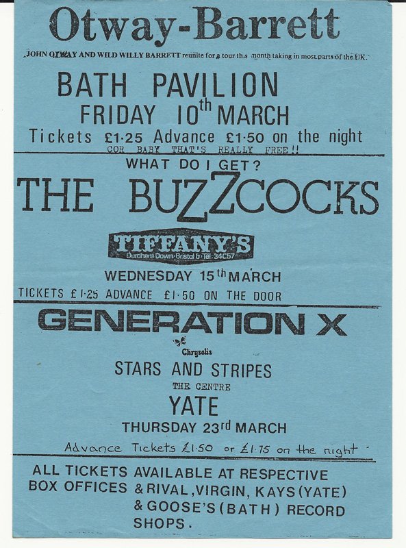 The Buzzcocks 1978 Punk Flyer A4 Photo Print