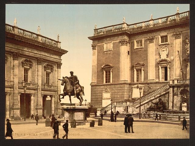 The Capitoline the piazza Rome Vintage A4 Photo Print