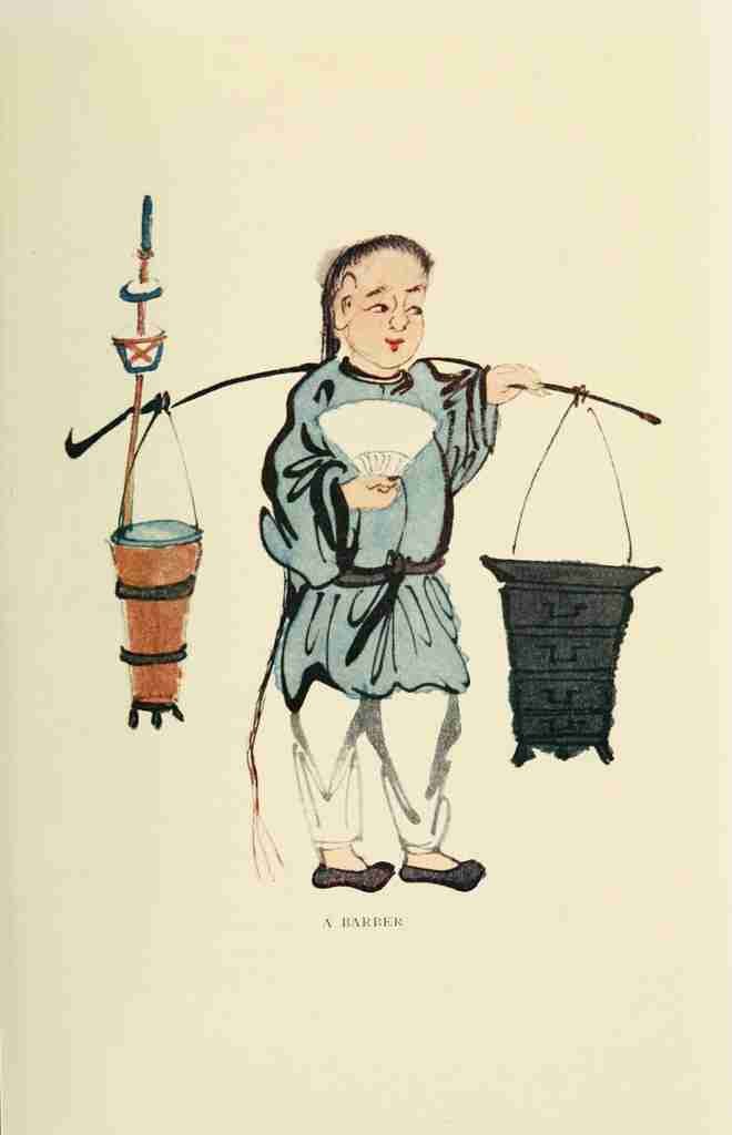 The Chinese at Home 1911 A barber A4 Photo Print