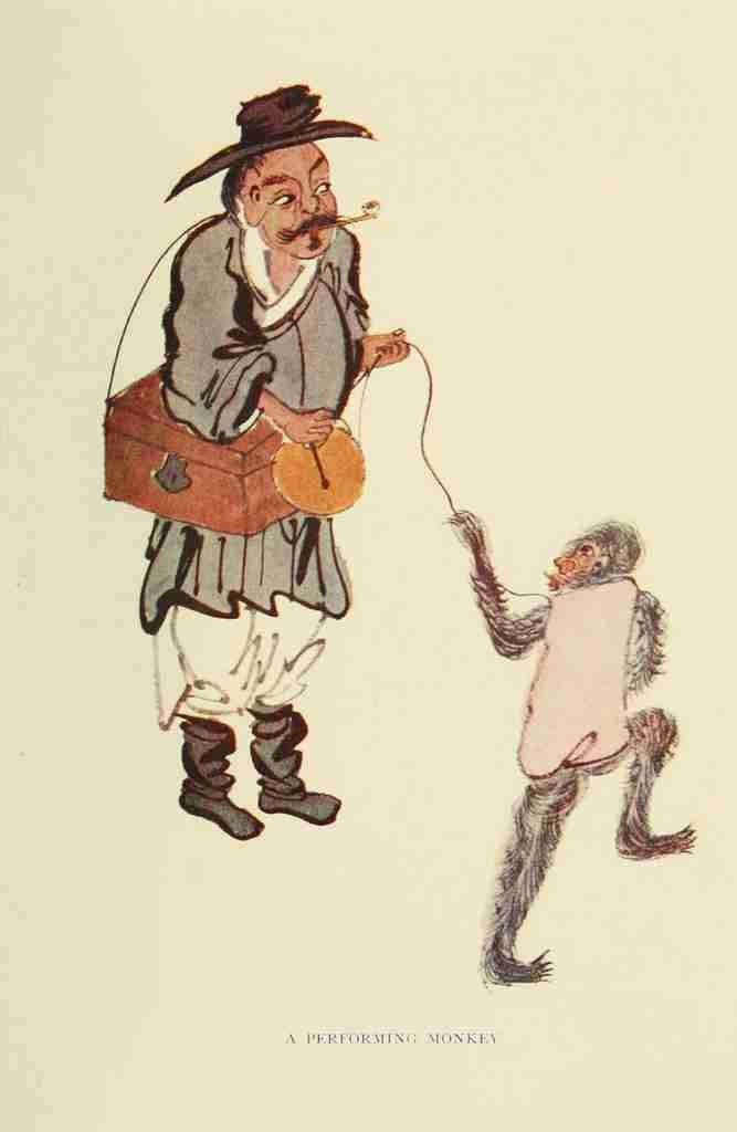 The Chinese at Home 1911 A performing monkey A4 Photo Print