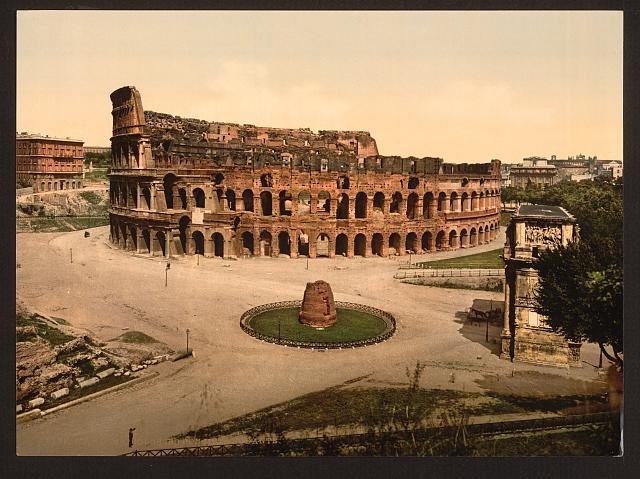 The Colisuem and Meta Sudans Rome Vintage A4 Photo Print