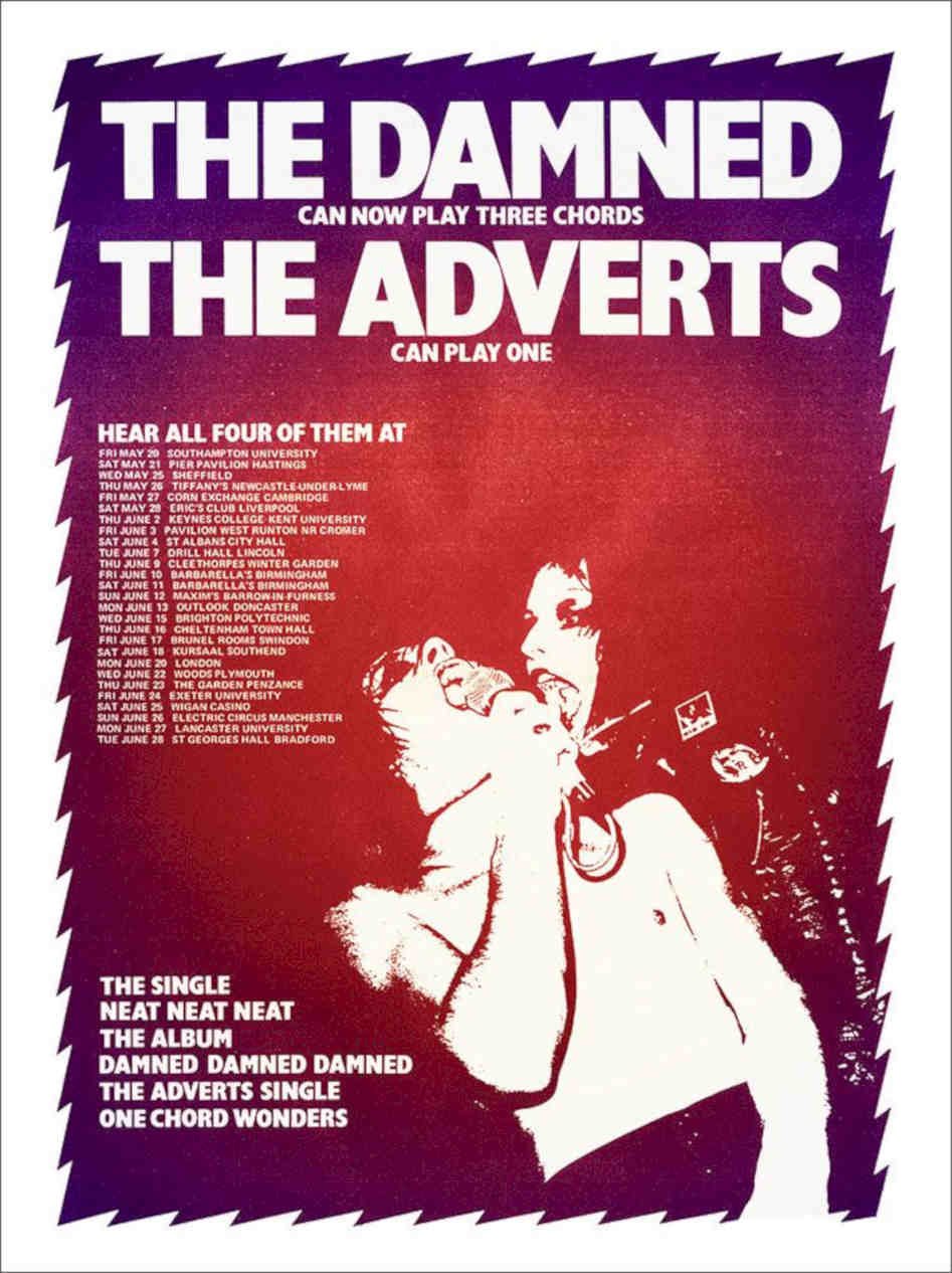The Damned And The Adverts Punk Tour 1977 Vintage Retro Advert Poster A4 Photo 