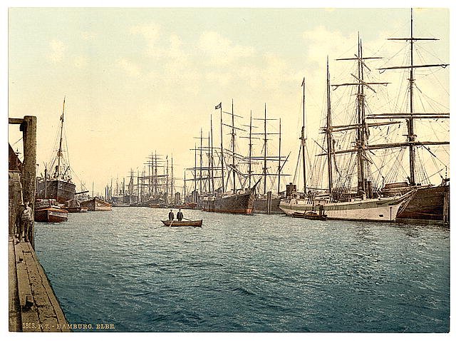 The Elbe Hamburg Vintage A4 Photo Print