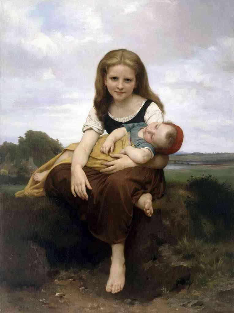 The Elder Sister Large Bouguereau A4 Photo Print