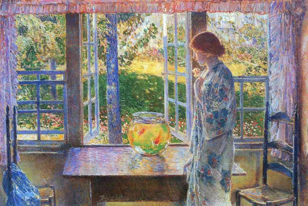 The Goldfish Window Hassam Impressionism American A4 Photo Print