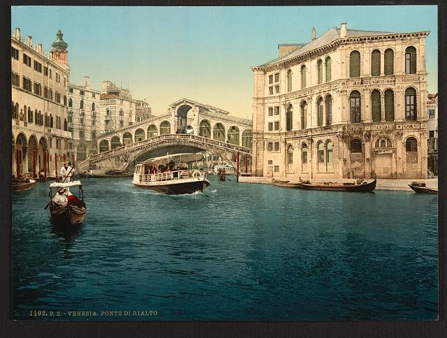 The Grand Canal with the Rialto Bridge Venice Vintage A4 Photo Print