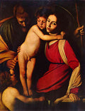 The Holy Family With John The Baptist Caravaggio A4 Photo Print