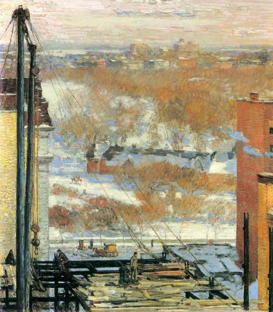The Hut And The Skyscrapers Hassam Impressionism American A4 Photo Print