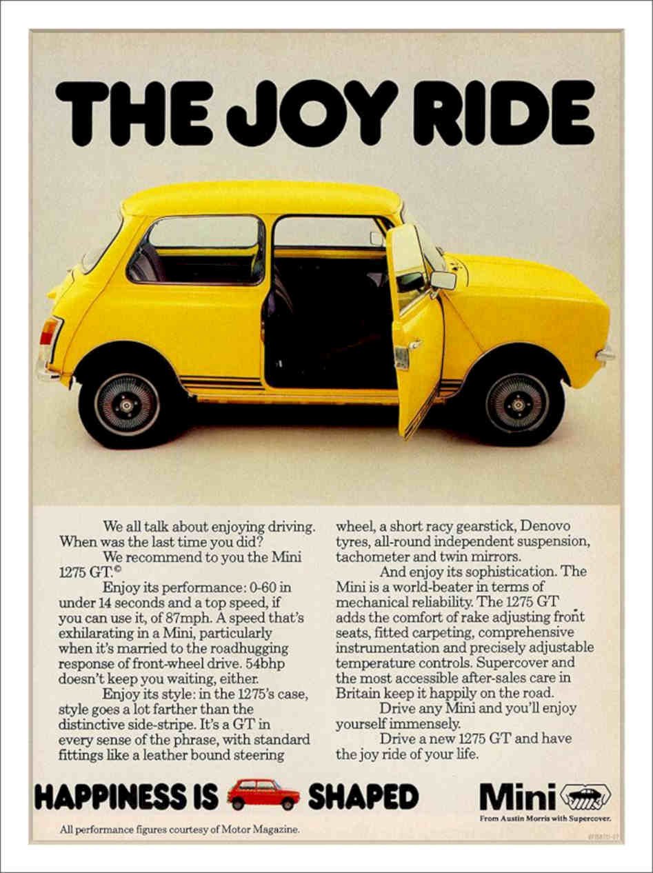The Joy Ride Mini British Leyland Advert Vintage Retro Advert Poster A4 Photo P