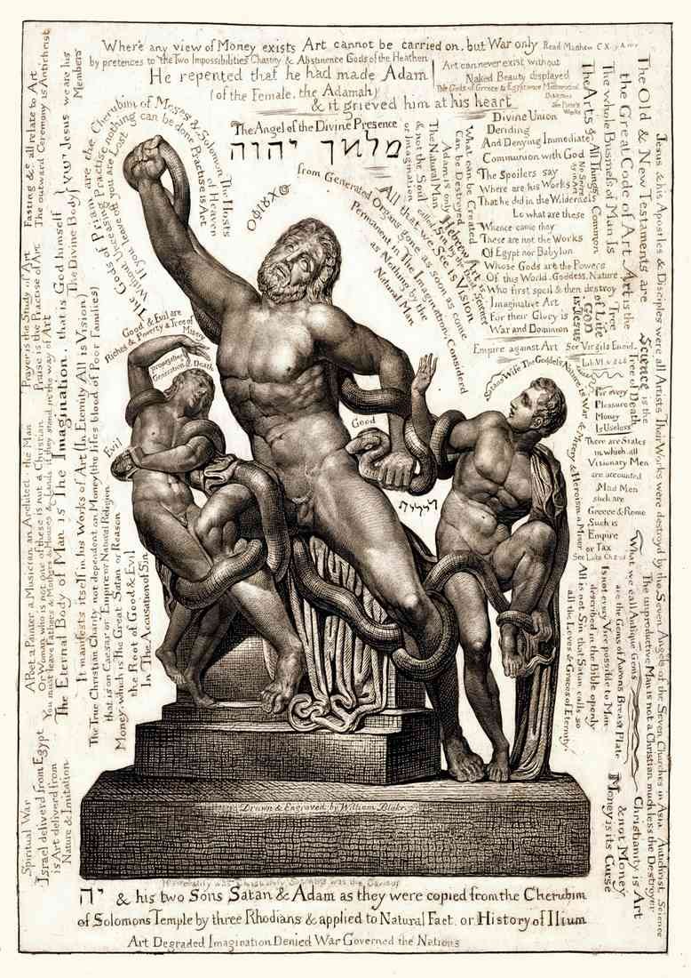 The Laocoon As Jehovah With Satan And Adam A4 Photo Print