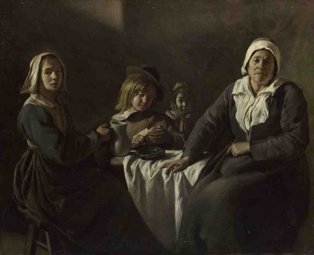 The Le Nain Brothers Four Figures at a Table A4 Photo Print