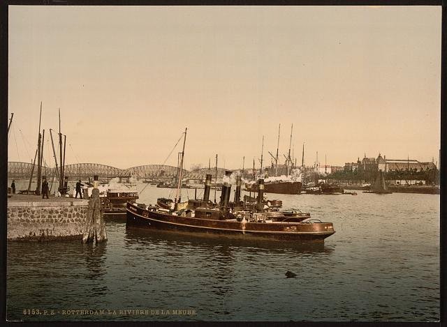 The Meuse River I Rotterdam Vintage A4 Photo Print