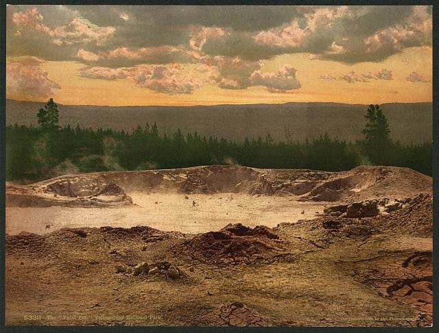 The Paint Pot Yellowstone National Park Vintage A4 Photo Print
