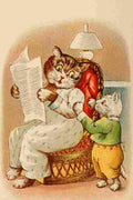 The Pillar Box 1905 Anthropomorphic Cats Bedtime hug A4 Photo Print