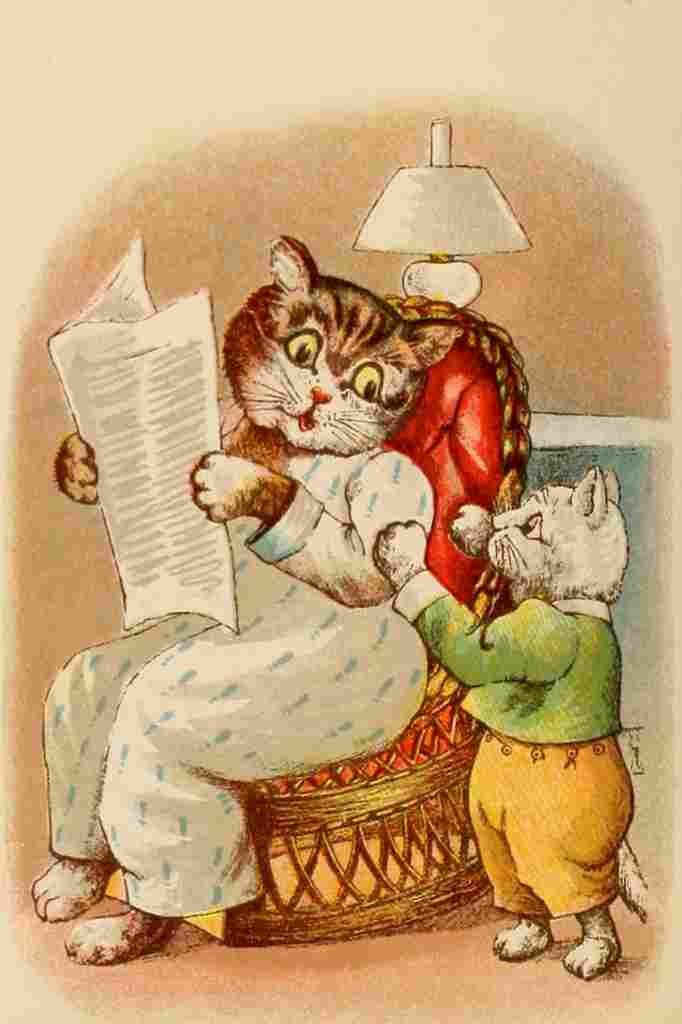 The Pillar Box 1905 Anthropomorphic Cats Bedtime hug A4 Photo Print