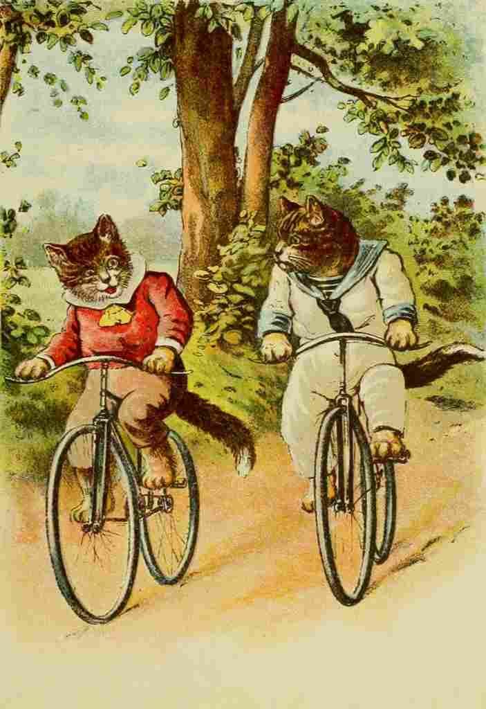 The Pillar Box 1905 Anthropomorphic Cats Bike ride A4 Photo Print