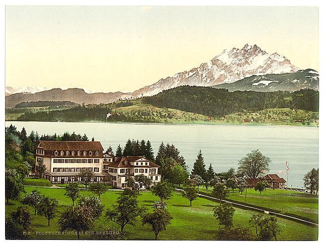 The Polytechnic Chalet Seeburg Lucerne Vintage A4 Photo Print