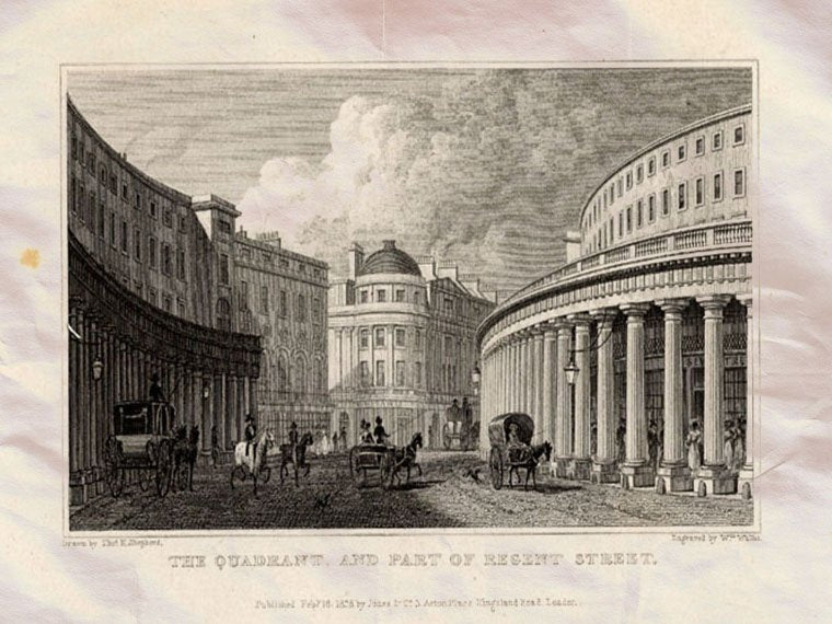 The Quadrant London England Shepherd 1827 Vintage A4 Photo Print