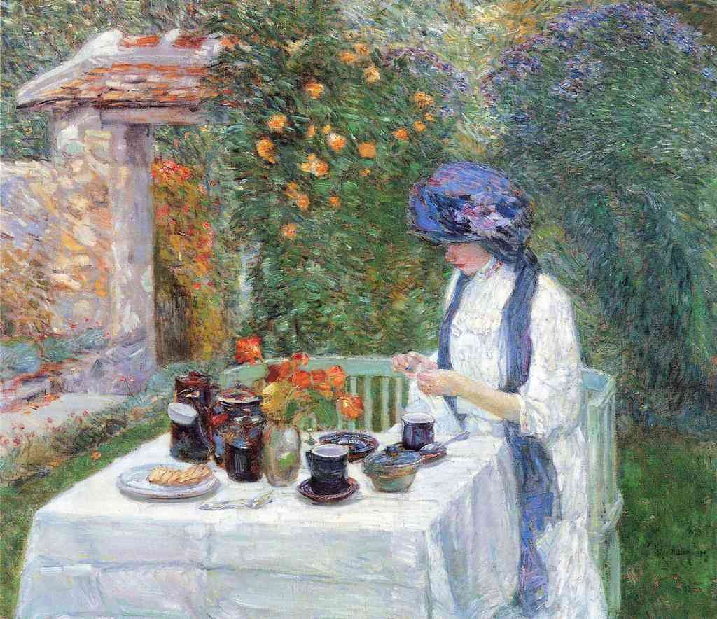 The Terre Cuits Tea Set Hassam Impressionism American A4 Photo Print