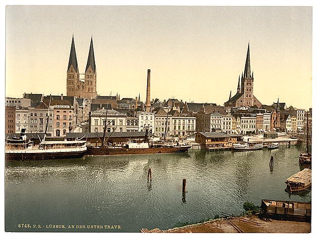The Unter Trave near Holsenthor Lubeck Vintage A4 Photo Print