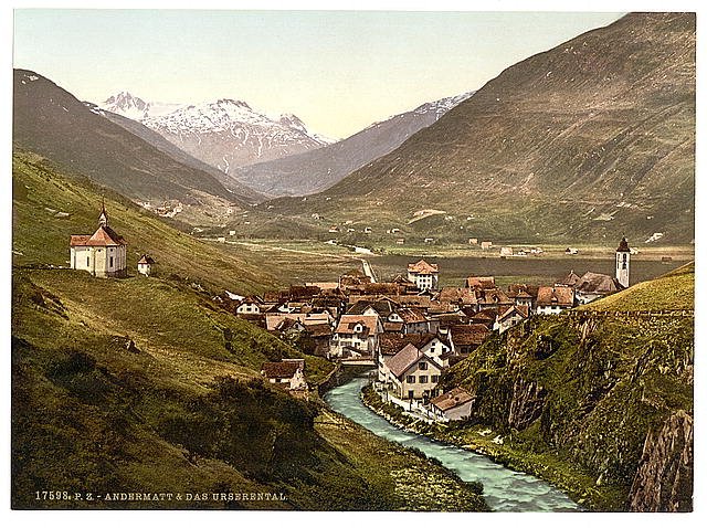 The Ursern Valley II Andermatt Vintage A4 Photo Print