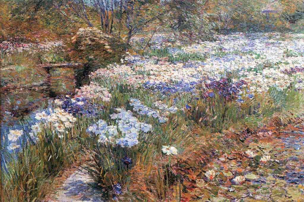 The Water Garden Hassam Impressionism American A4 Photo Print