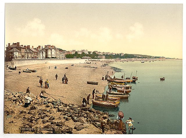 The beach Exmouth Vintage A4 Photo Print