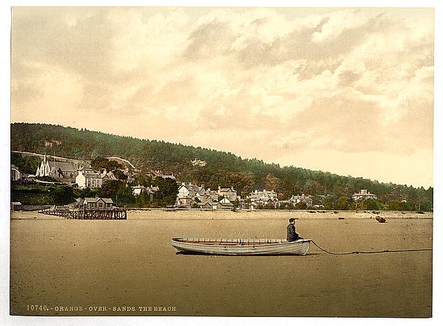 The beach Grange over Sands Vintage A4 Photo Print