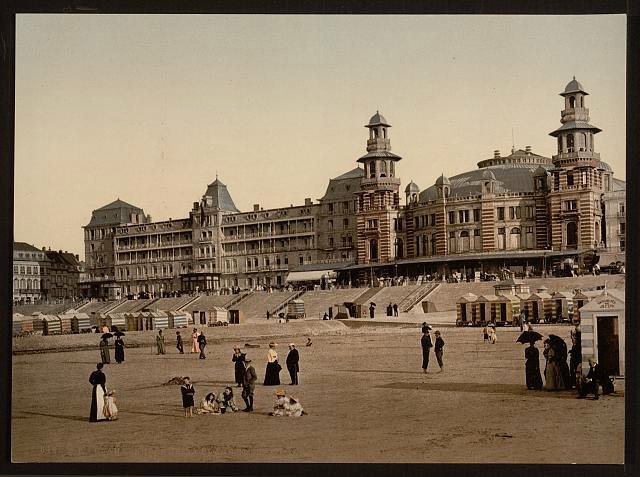 The beach and Kursaal Blankenberghe Vintage A4 Photo Print