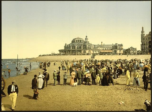 The beach and the Kursaal Ostend Vintage A4 Photo Print