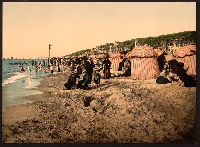 The beach at bathing time Trouville Vintage A4 Photo Print