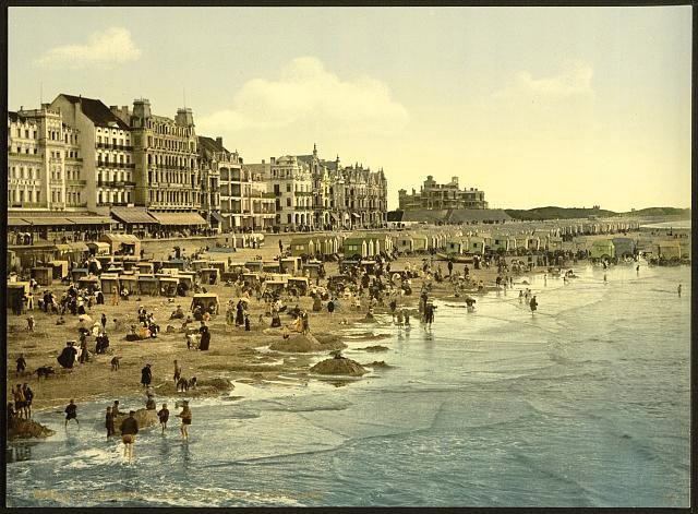 The beach at high water Ostend Vintage A4 Photo Print