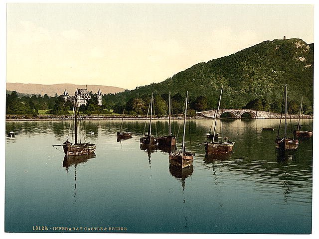The castle and bridge Inveraray Vintage A4 Photo Print