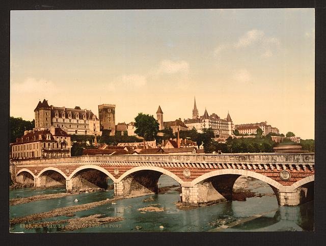 The castle and bridge Pau Pyrenees Vintage A4 Photo Print