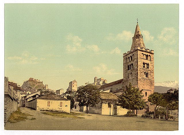 The cathedral of Sion Valais Vintage A4 Photo Print