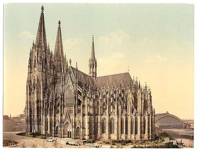 The cathedral side Cologne the Rhine Vintage A4 Photo Print