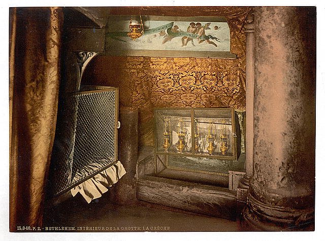 The cave and the cradle Bethlehem Vintage A4 Photo Print