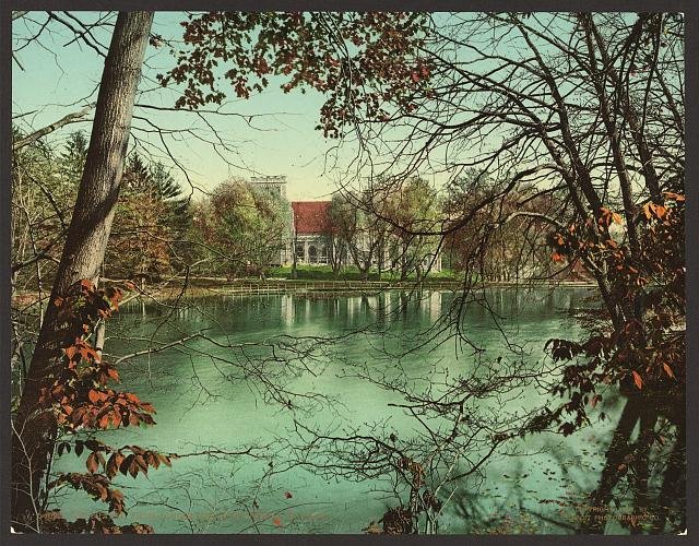 The chapel across the lake Vassar College Vintage A4 Photo Print