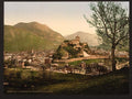 The city and the castle Lourdes Pyrenees Vintage A4 Photo Print