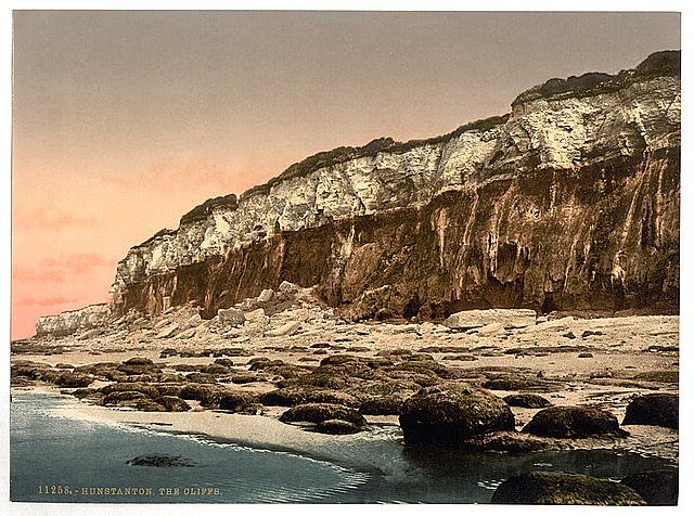 The cliffs Hunstanton Vintage A4 Photo Print