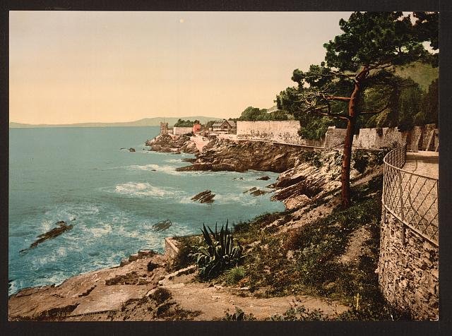The cliffs Nervi Genoa Vintage A4 Photo Print