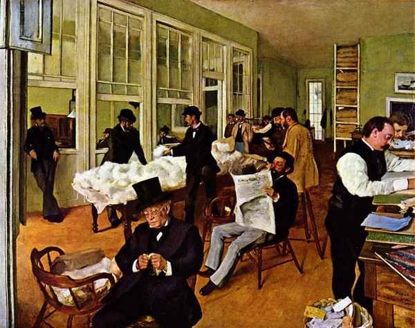 The cotton exchange by Degas A4 Photo Print